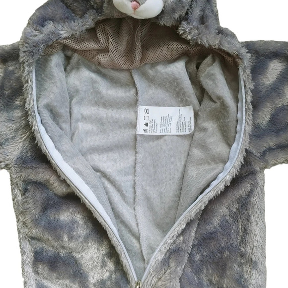 Cat/Kitten Halloween Costume Super Soft "Fur" Gray Hooded Zipper Front 3T-4T - Picture 7 of 8